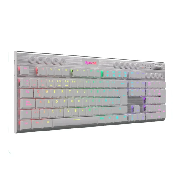 Teclado Gamer RGB Redragon Horus FS Blanco | Inalámbrico | Español | Red Switch
