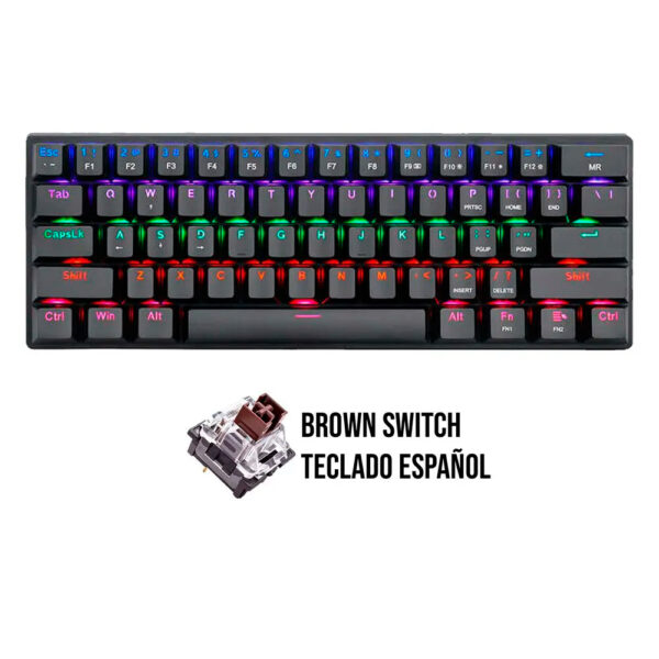 Teclado Gamer Color Negro T-Dagger Arena Rainbow | Español | Brown Switch