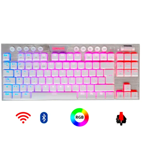 Teclado Gamer RGB Redragon Horus FS Blanco | Inalámbrico | Español | Red Switch